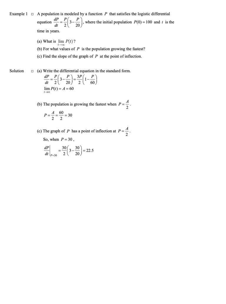 Logistic Equations in Further Applications of Integration